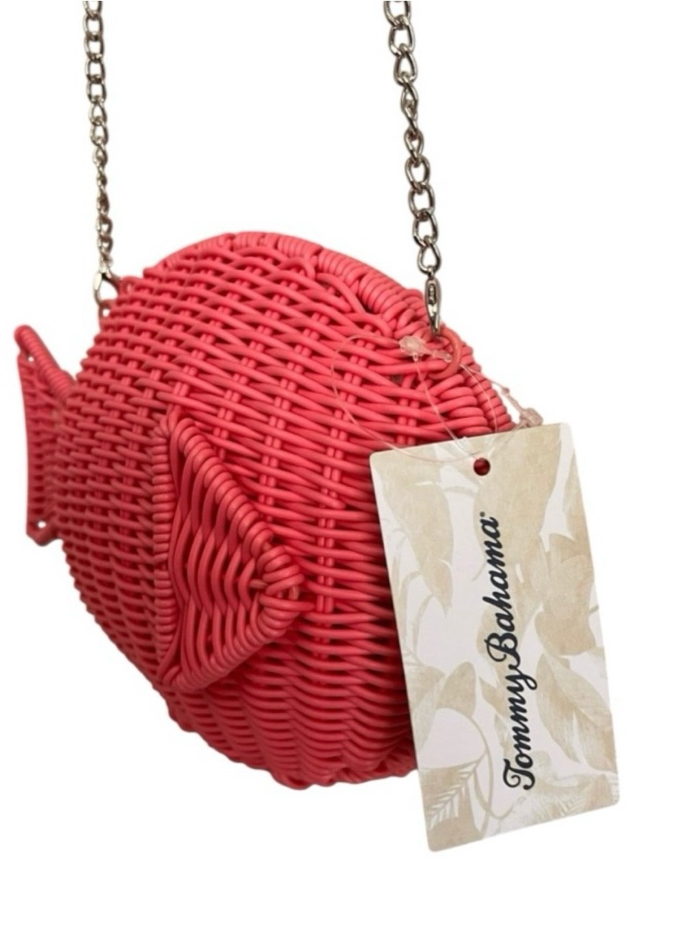 Tommy Bahama Coral Woven Fish Crossbody Bag with Chain Strap